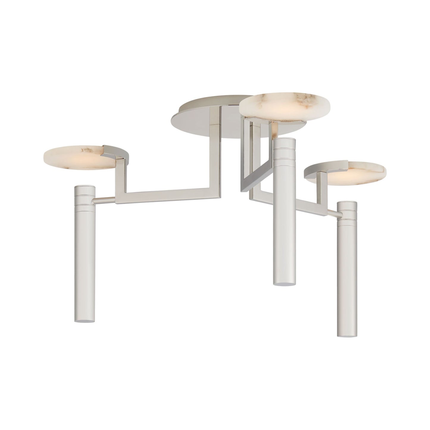 Melange Floating Disc LED Semi Flush Ceiling Light in Polished Nickel.