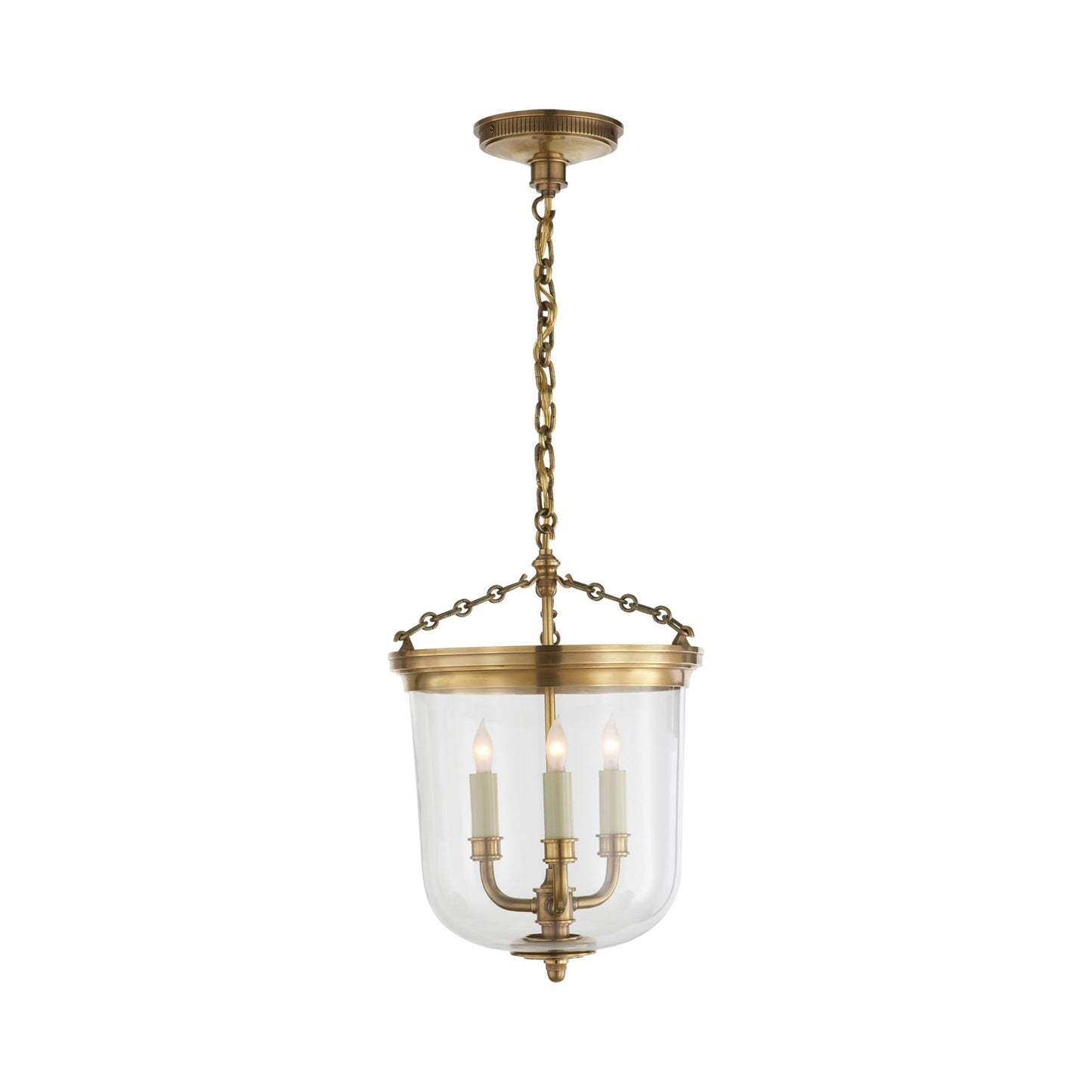 Merchant Pendant Light in Hand-Rubbed Antique Brass.