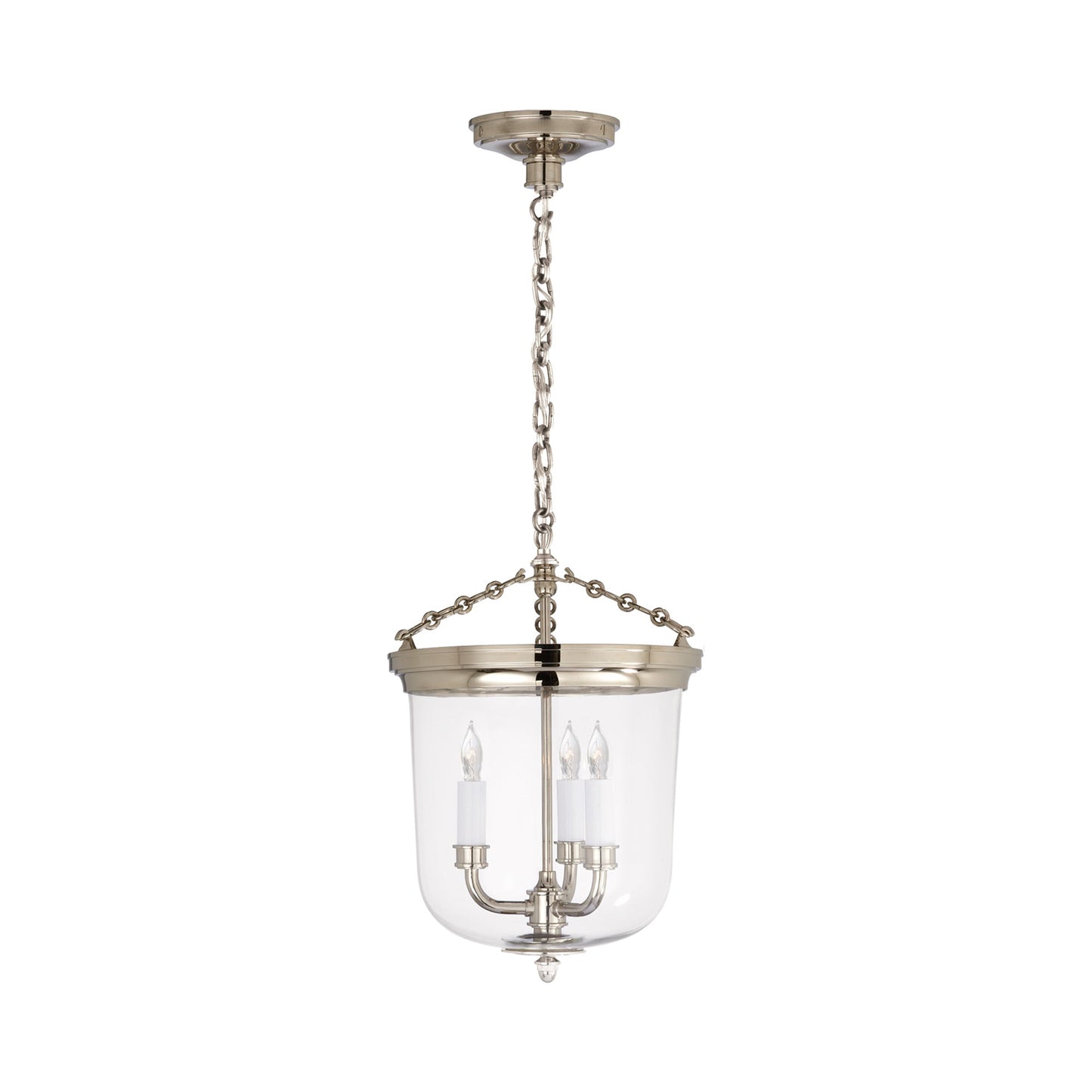 Merchant Pendant Light in Polished Nickel.
