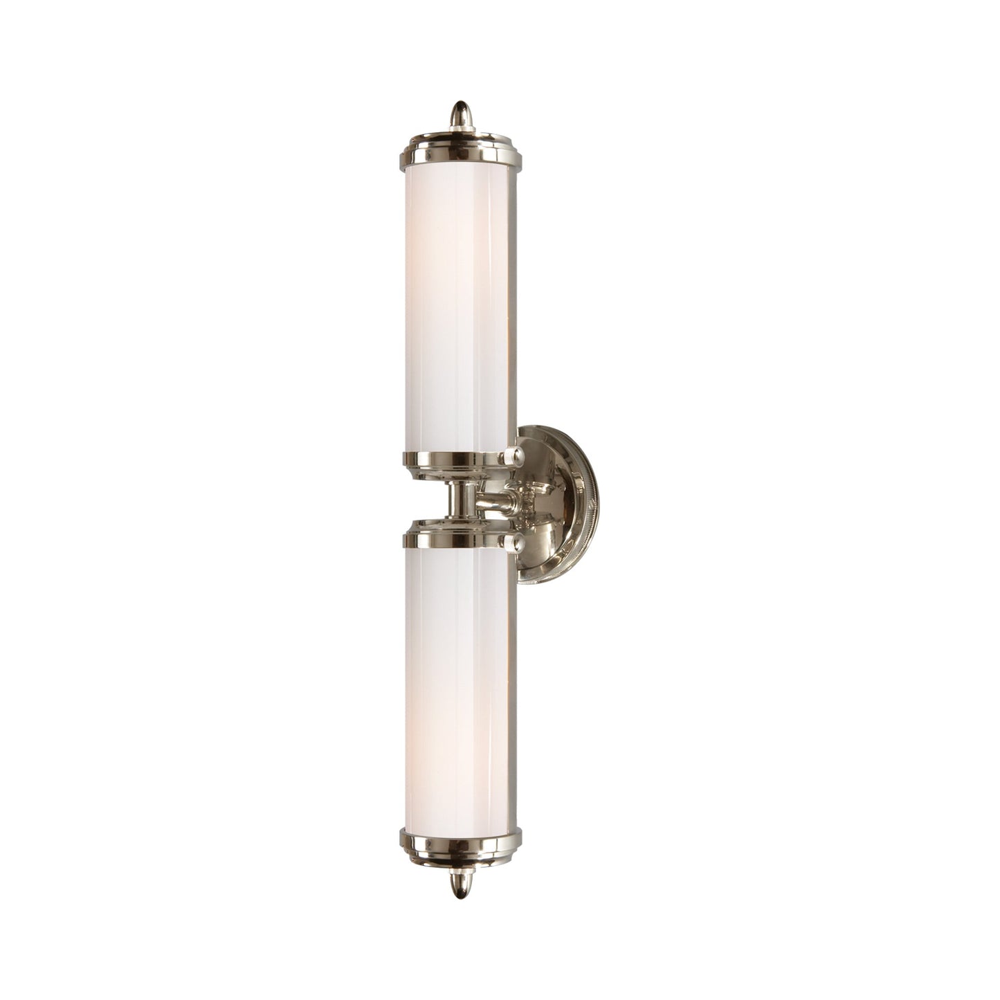 Merchant Vanity Wall Light in Polished Nickel.