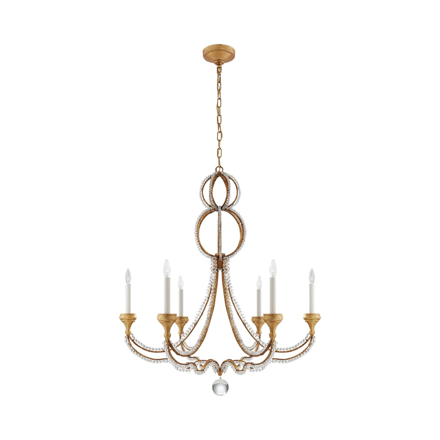 Milan Chandelier in Aged Iron/Frosted Glass (Large).