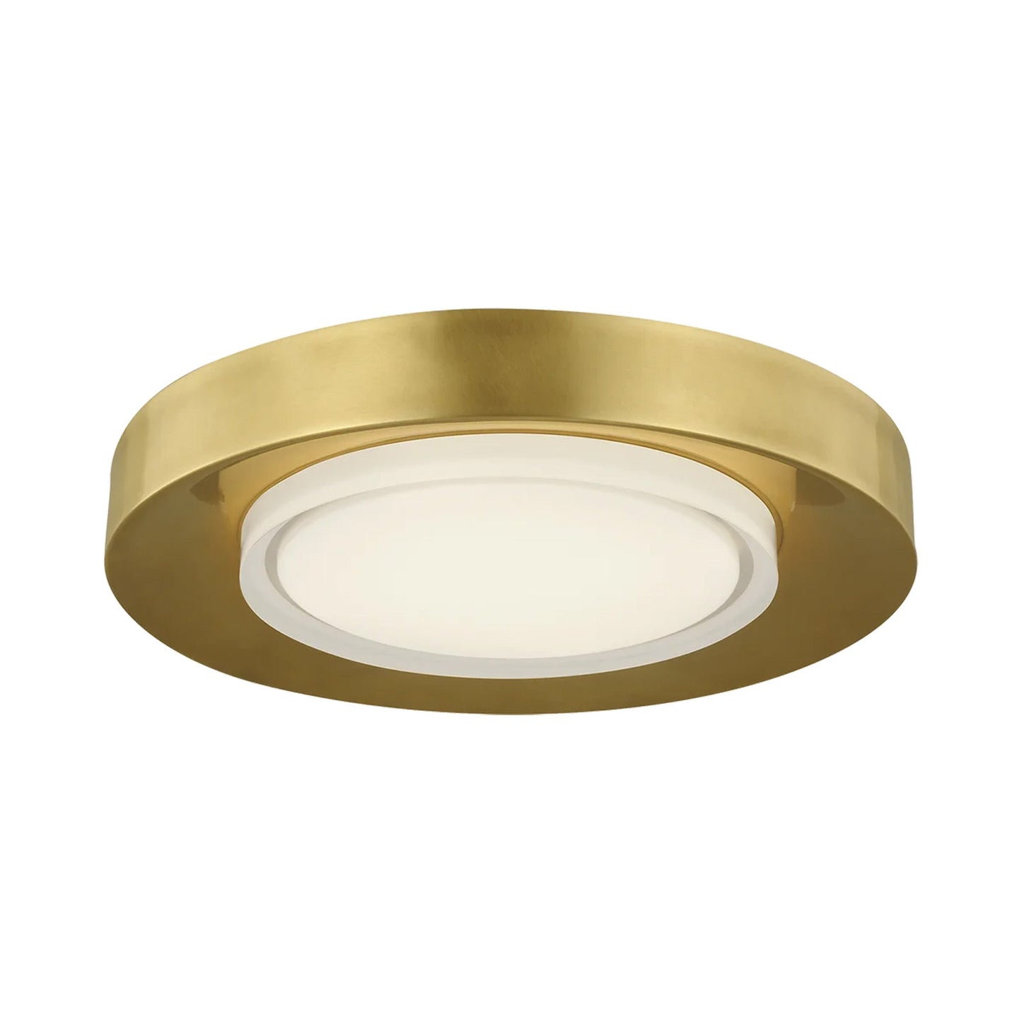 Hilo LED Flush Mount Ceiling in Natural Brass.