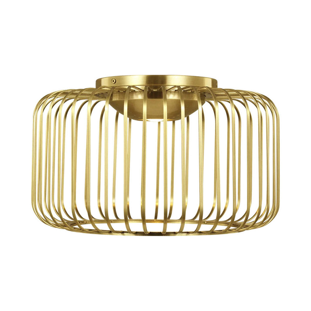 Kai LED Flush Mount Ceiling Light in Plated Brass.