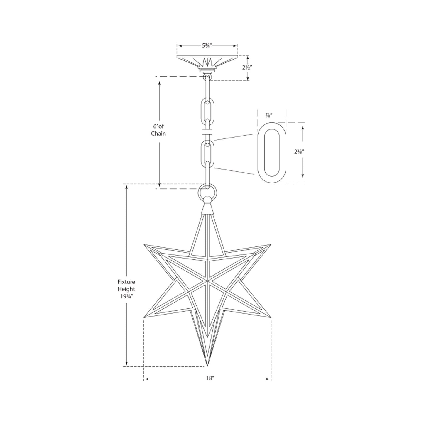 Moravian Star Pendant Light - line drawing.