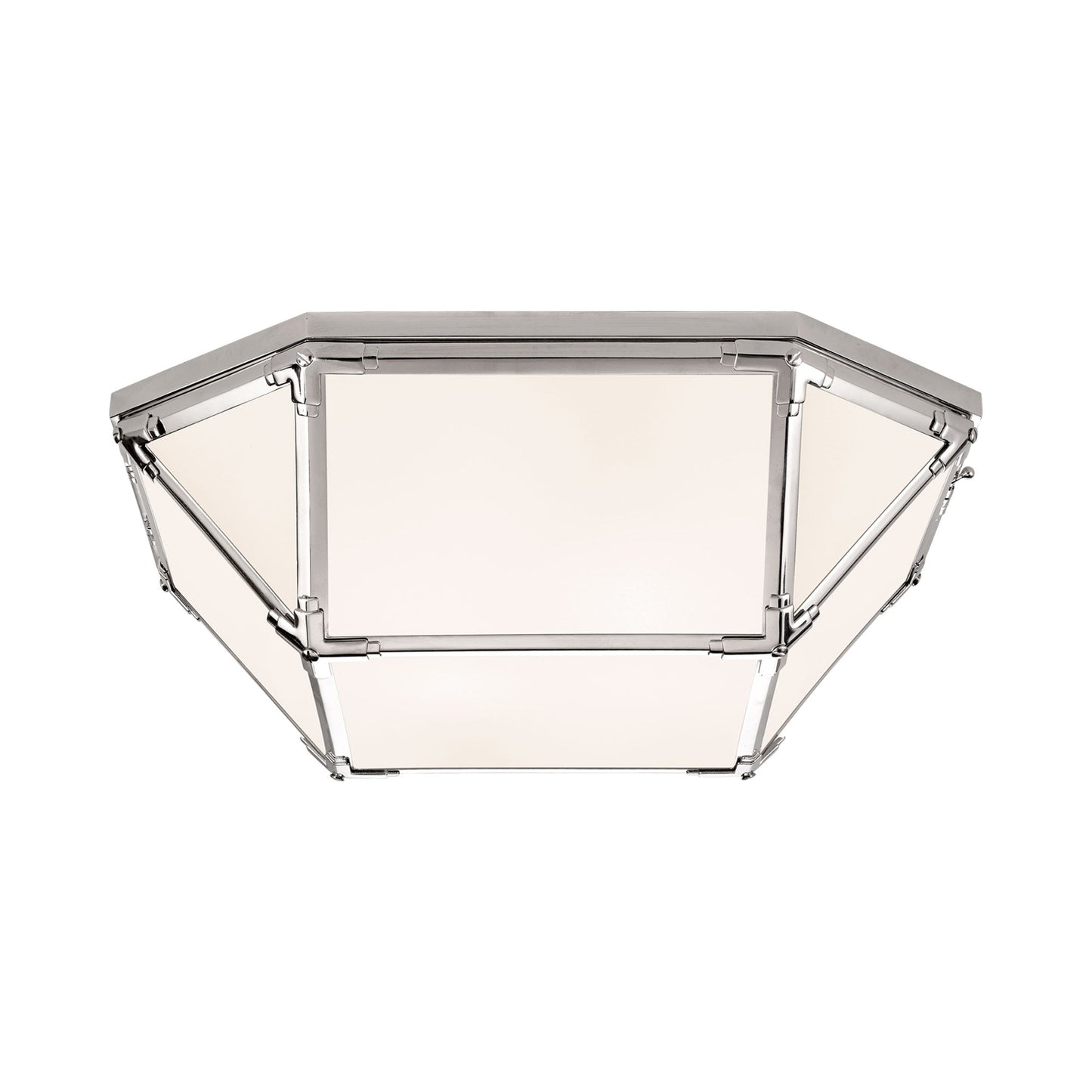 Morris Flush Mount Ceiling Light in Polished Nickel/White Glass (Large).