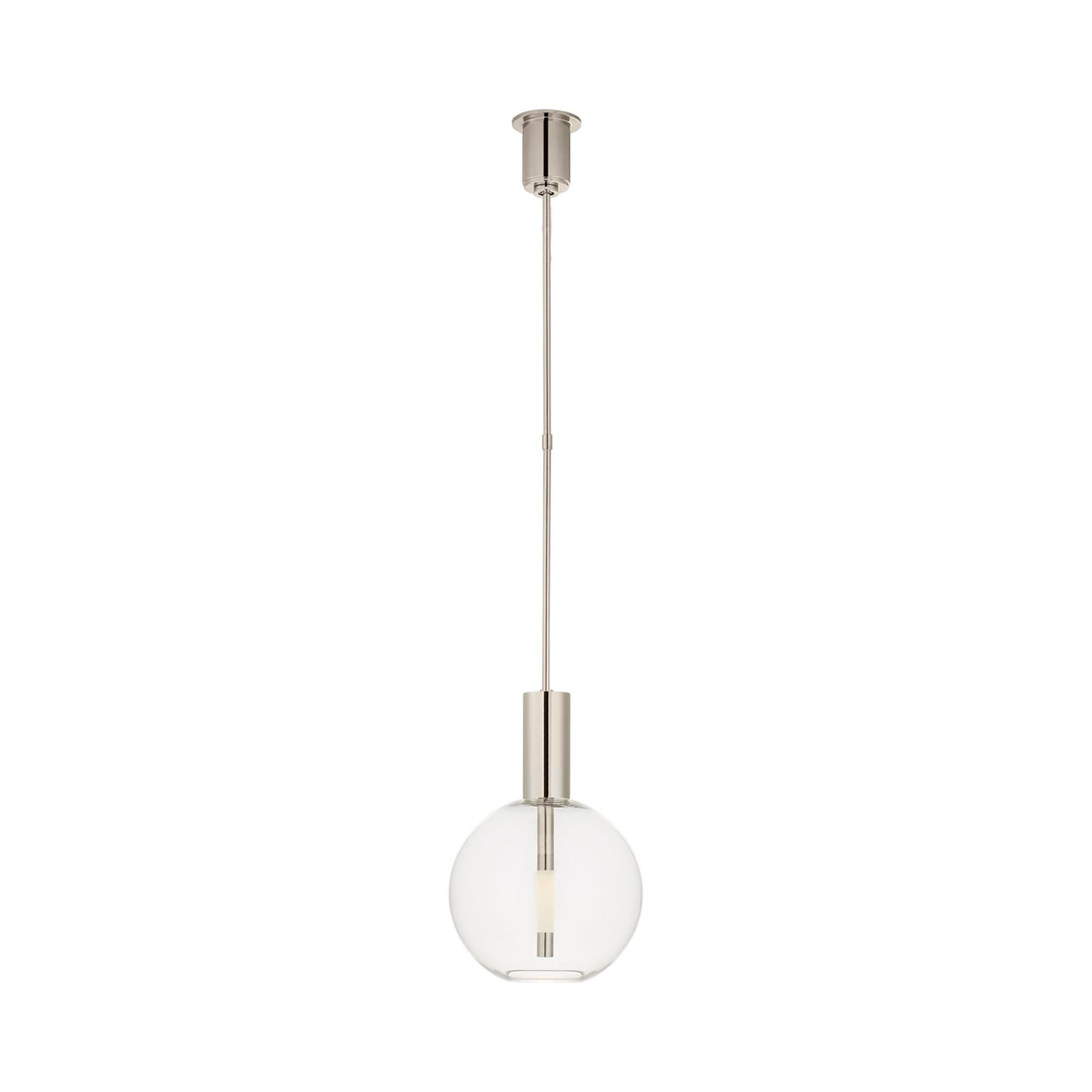 Nye Globe LED Pendant Light in Polished Nickel.
