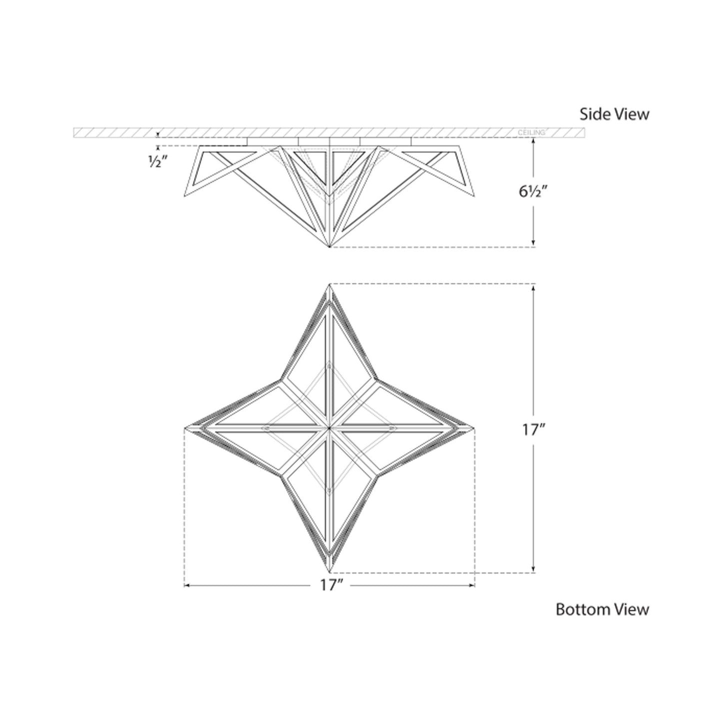 Ori LED Semi Flush Mount Ceiling Light - line drawing.