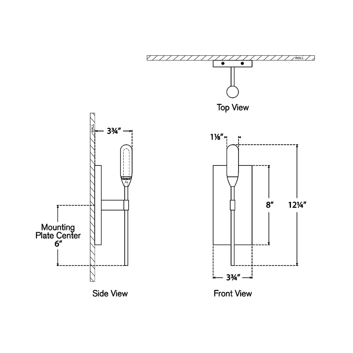 Overture LED Wall Light - line drawing.