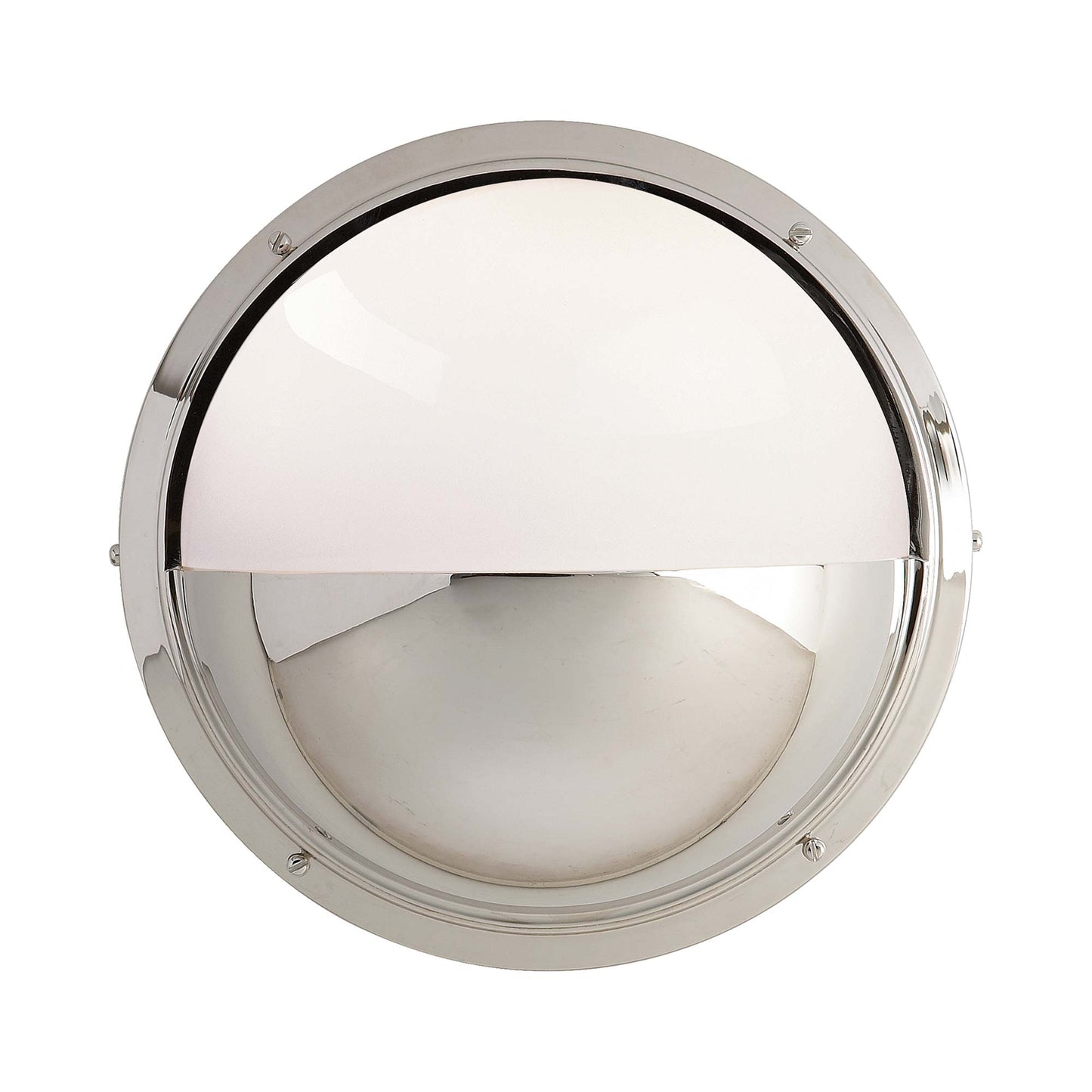 Pelham Moon Wall Light in Polished Nickel.