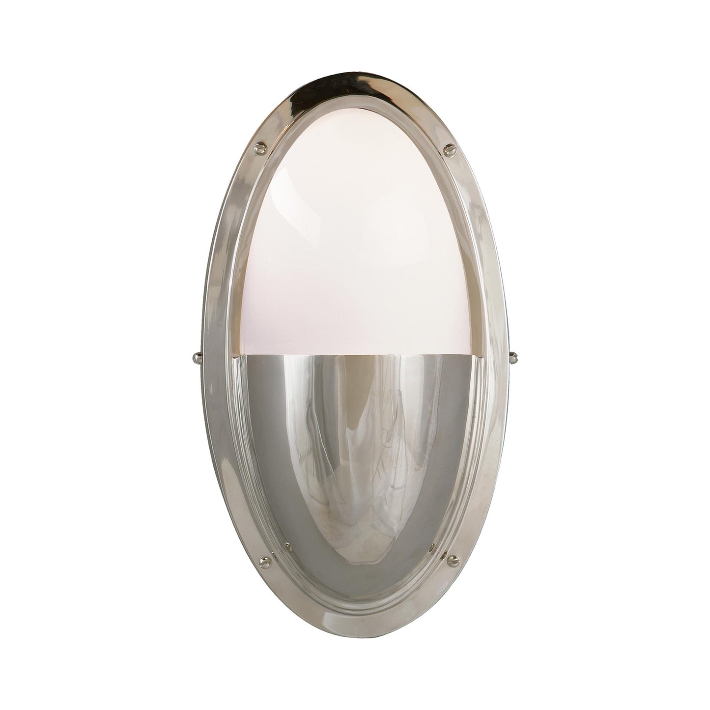 Pelham Oval Wall Light in Polished Nickel.