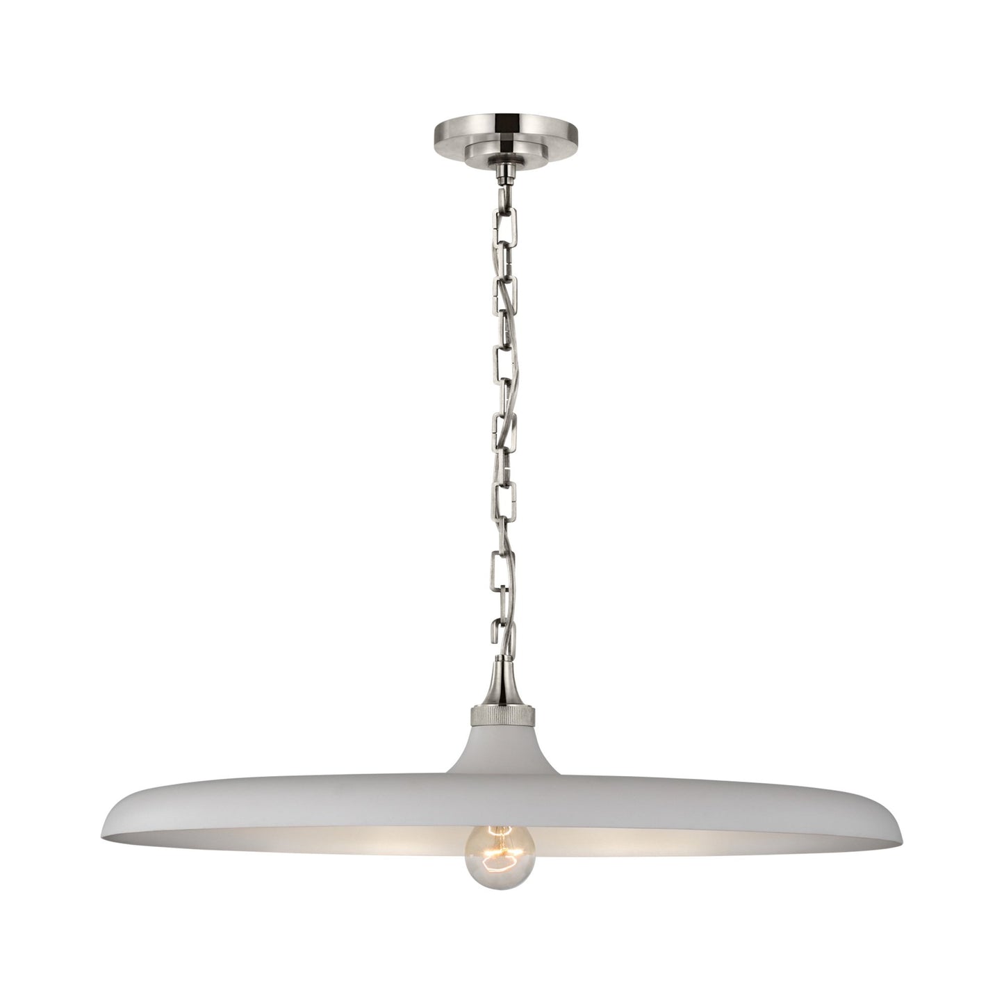 Piatto LED Pendant Light in Polished Nickel/Plaster White (Large).