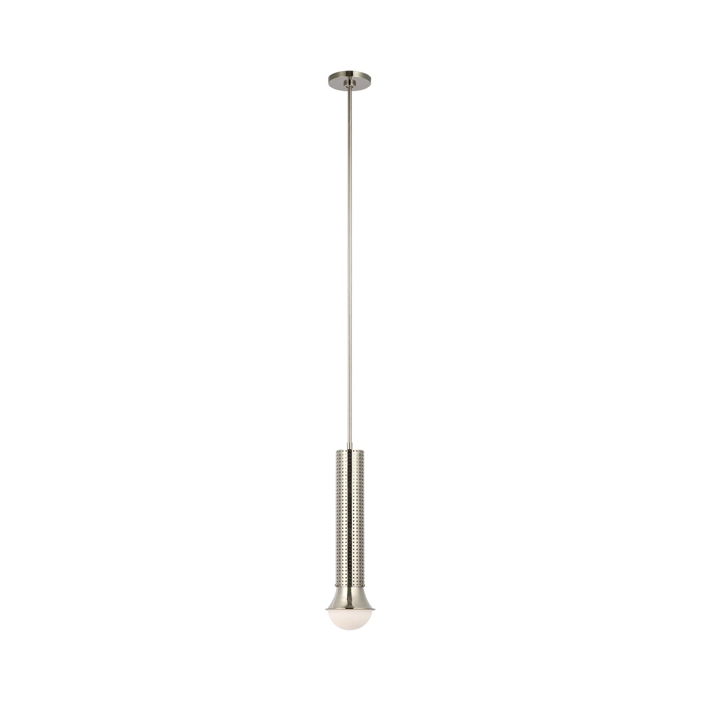 Precision Petite Elongated LED Pendant Light in Polished Nickel.