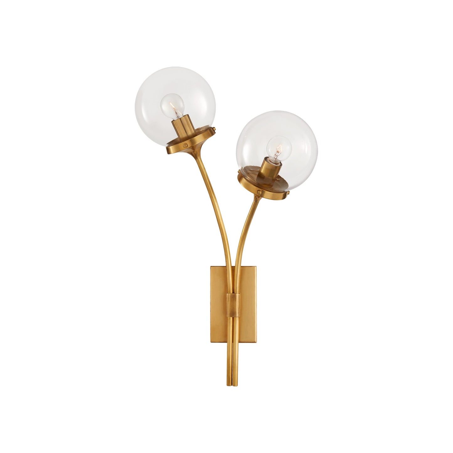 Prescott Wall Light in Soft Brass/Clear(Right).