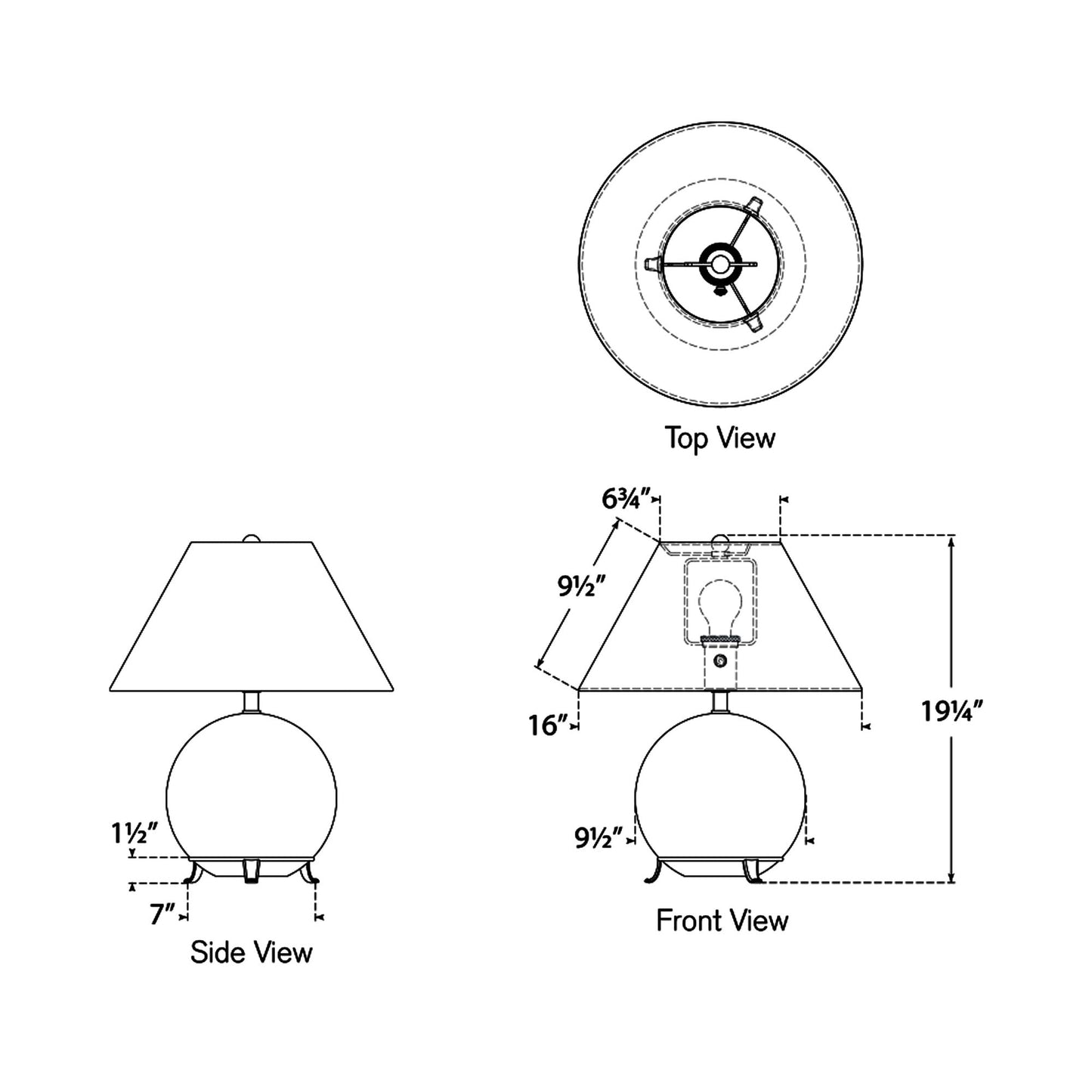 Price LED Table Lamp - line drawing.