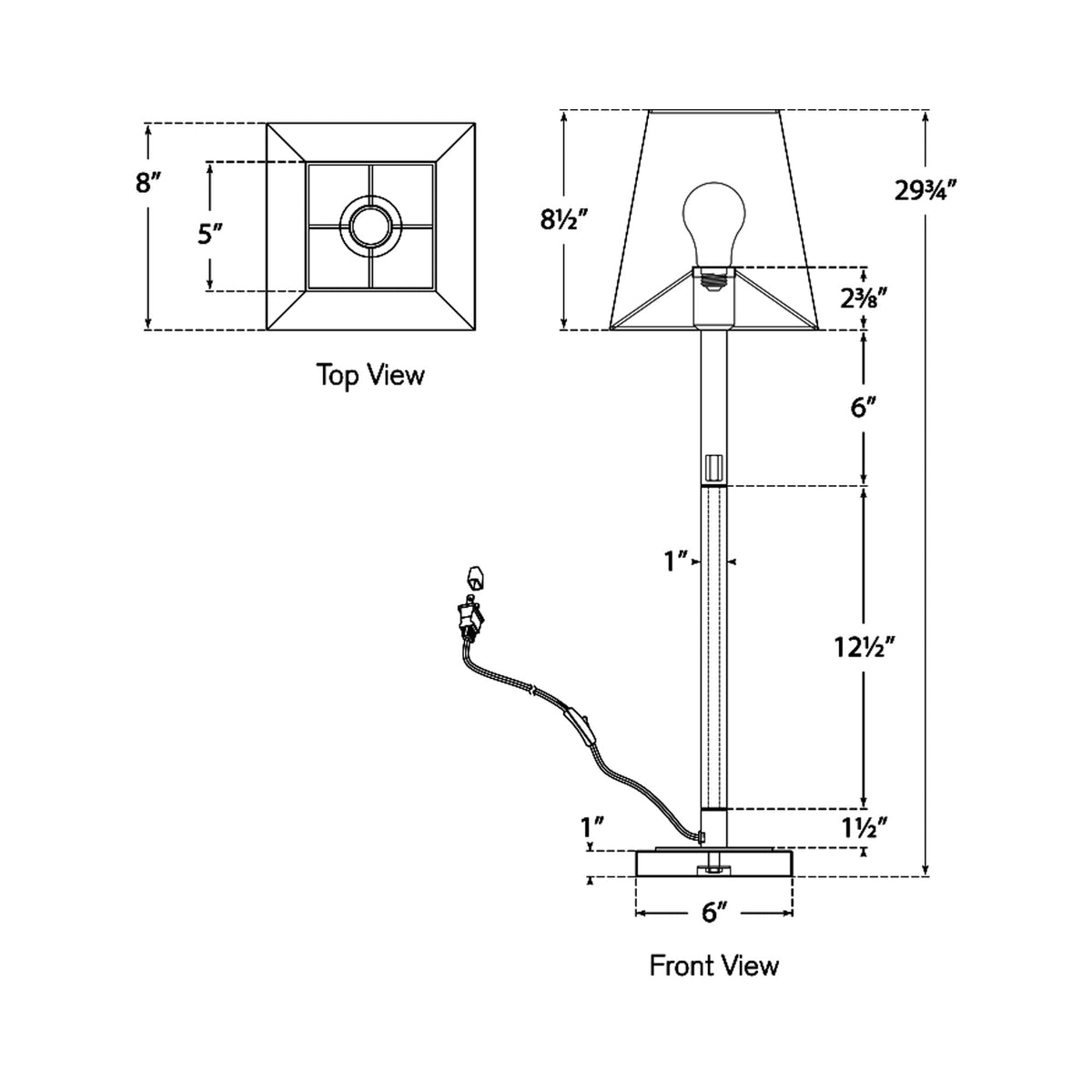 Reagan Buffet Table Lamp - line drawing.
