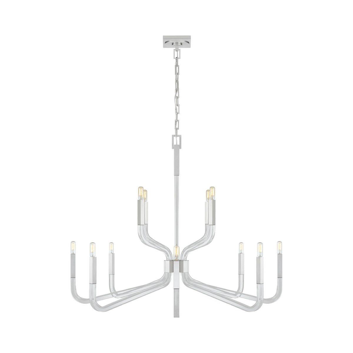 Reagan Chandelier in Polished Nickel and Crystal/Without Shade (Grande).