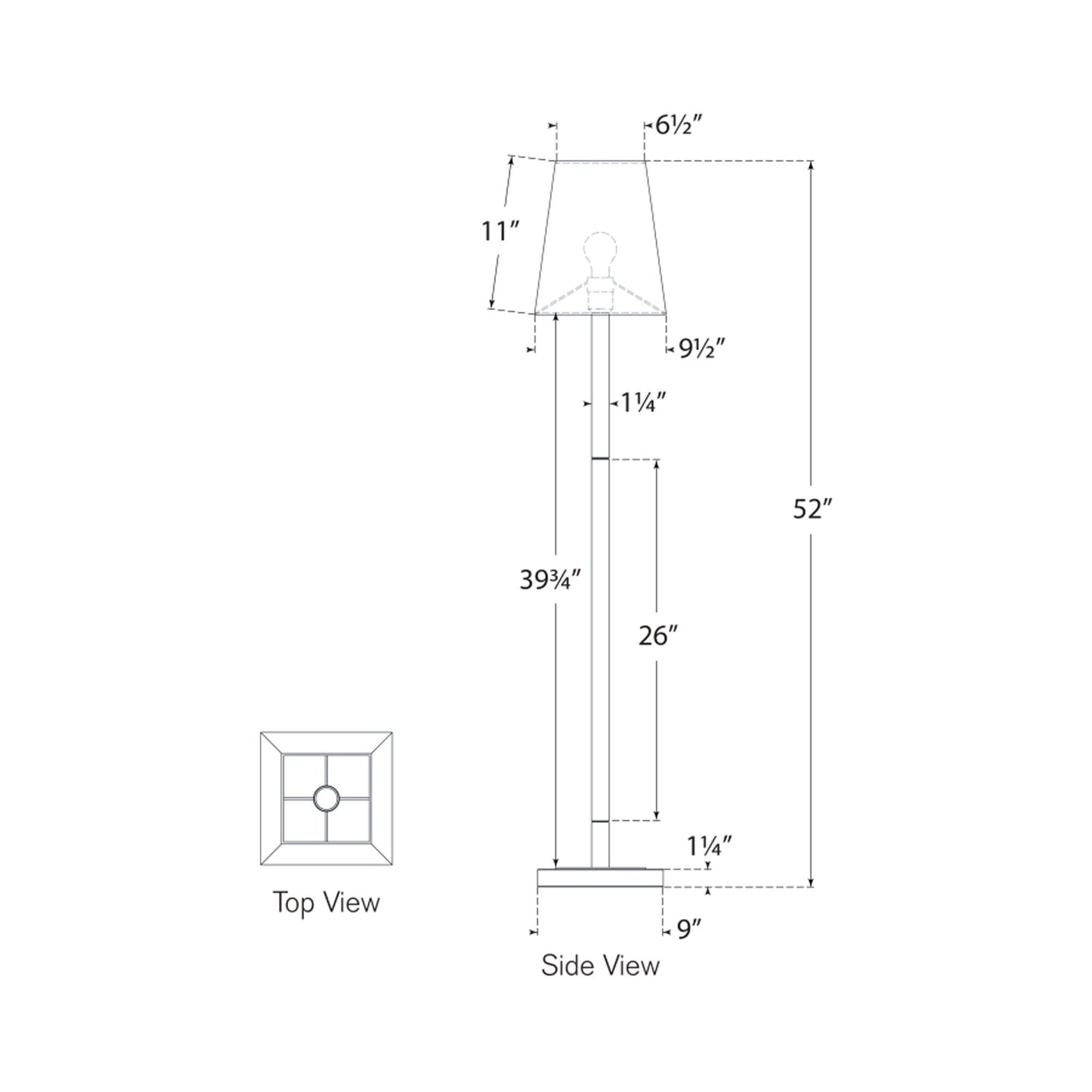 Reagan LED Floor Lamp- line drawing.