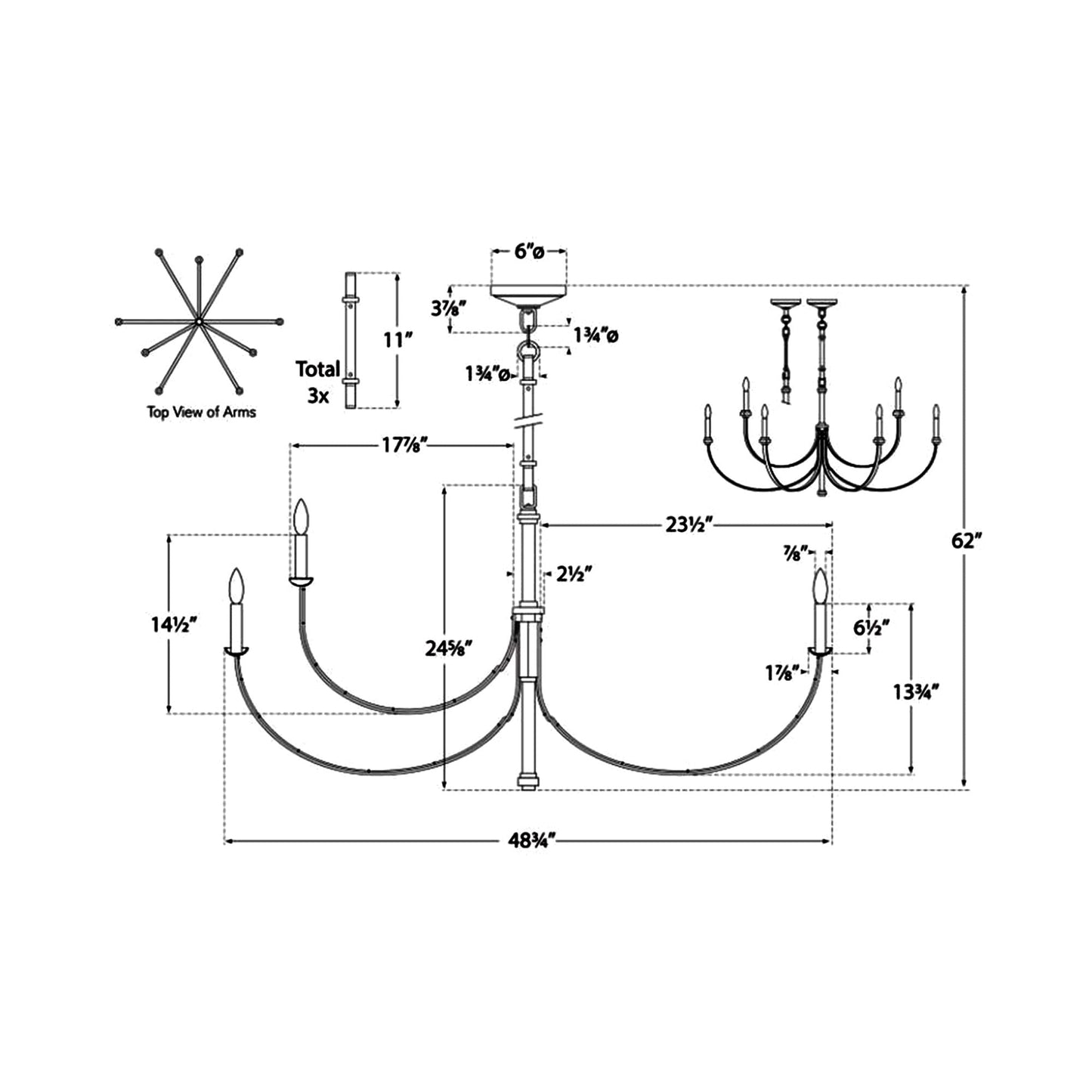 Reims Chandelier - line drawing.