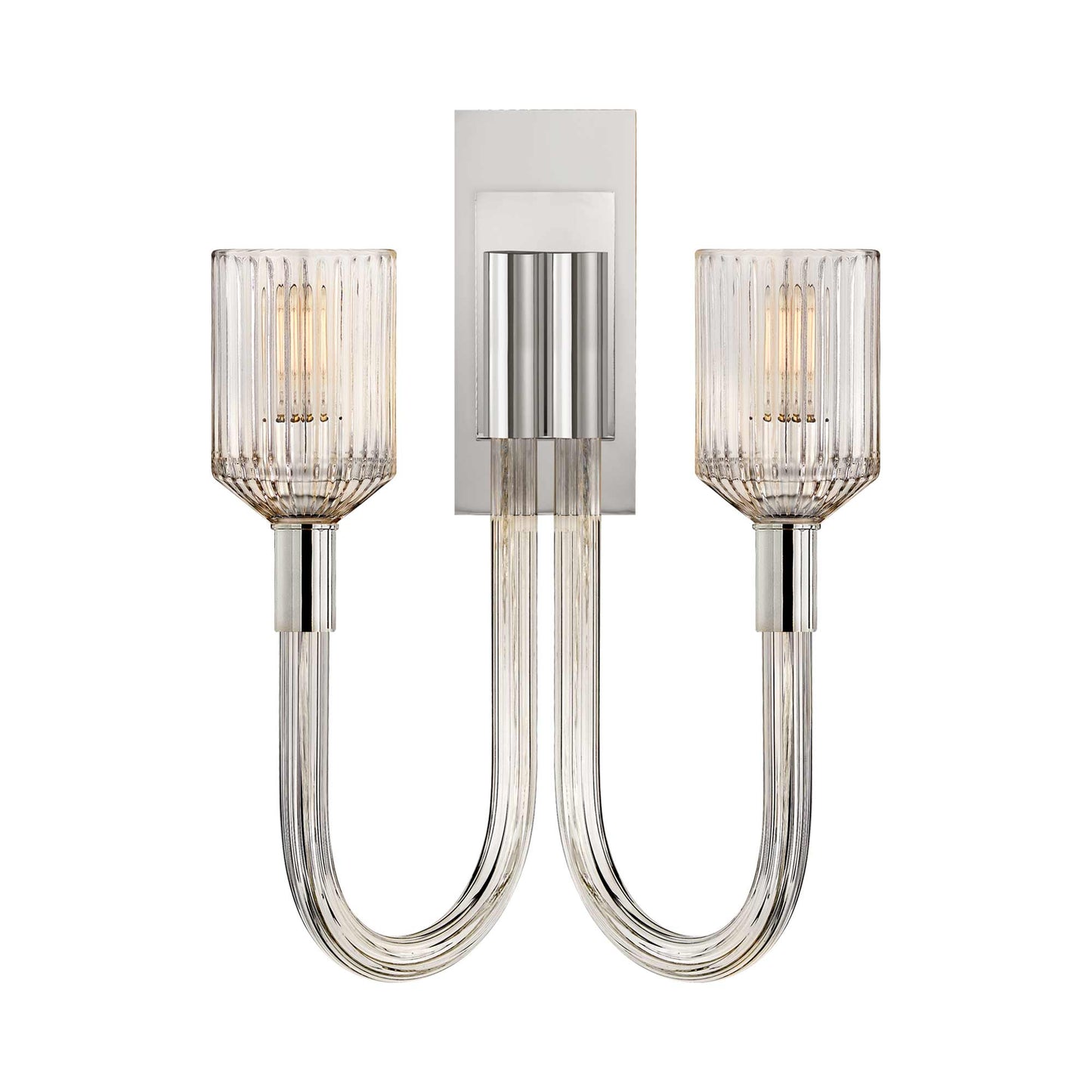 Reverie Double Wall Light in Polished Nickel.