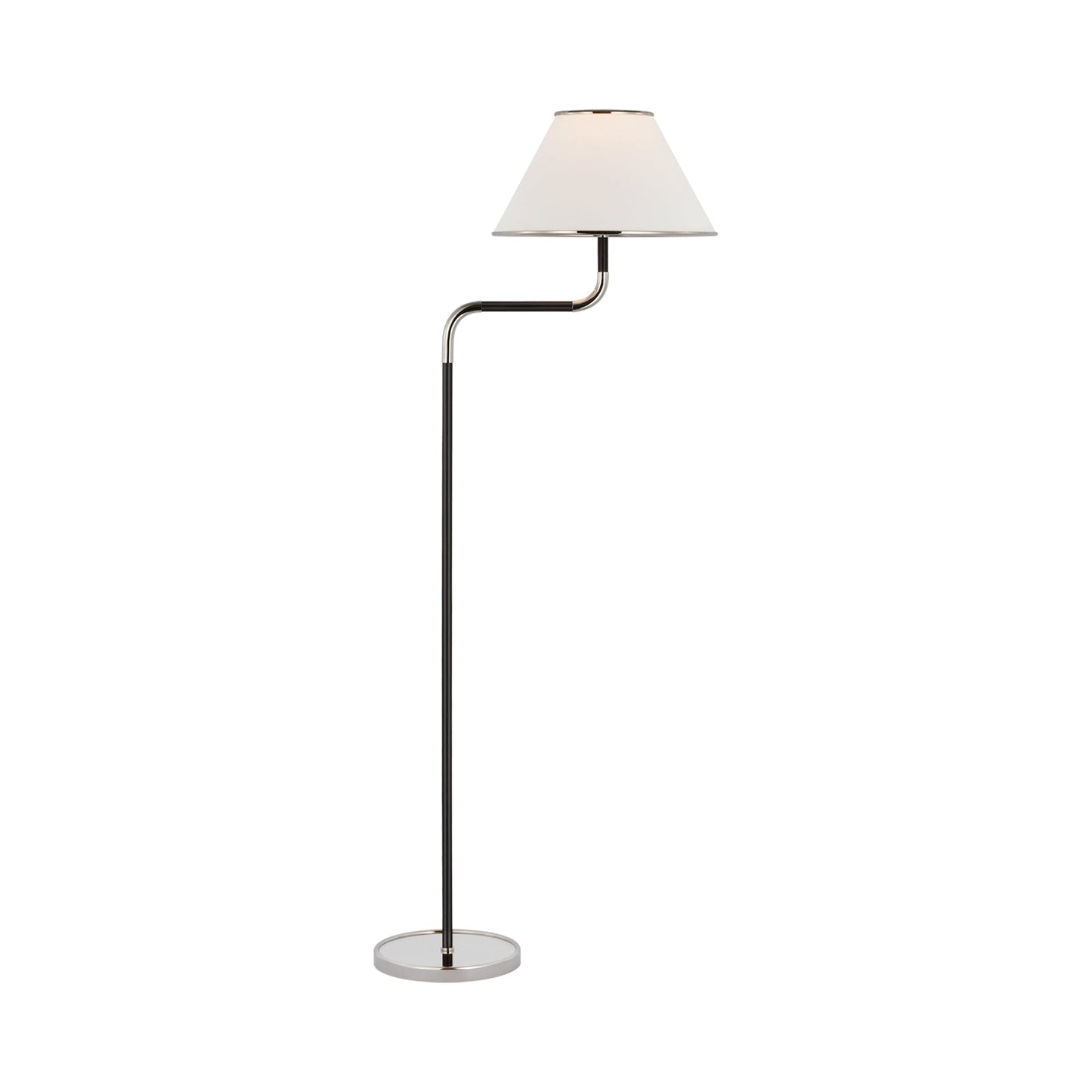 Rigby LED Bridge Arm Floor Lamp in Polished Nickel/Ebony.