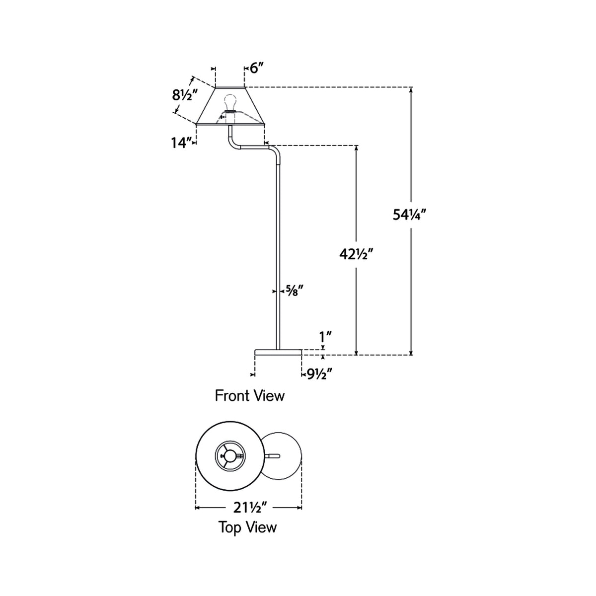 Rigby LED Bridge Arm Floor Lamp - line drawing.