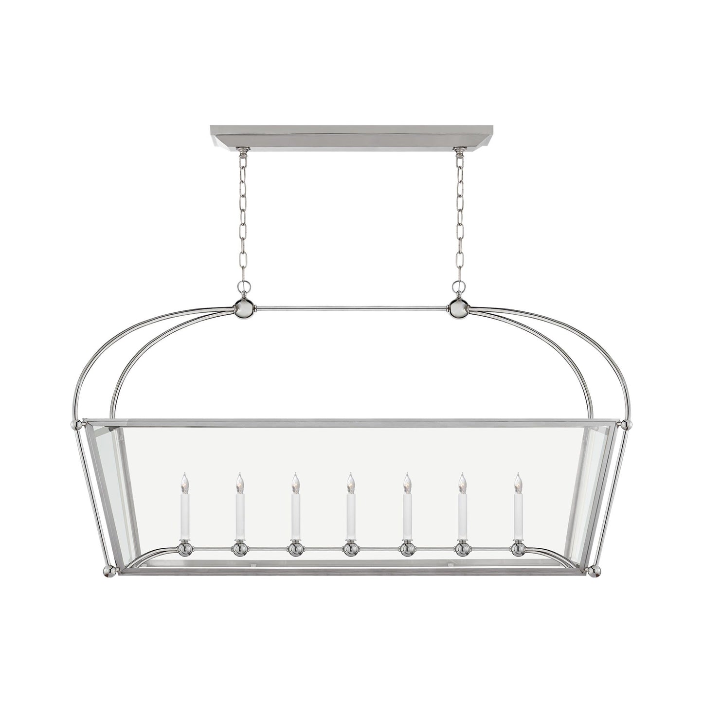 Riverside Linear Pendant Light in Polished Nickel.