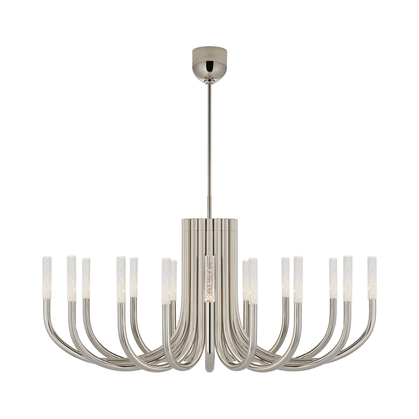 Rousseau LED Chandelier in Polished Nickel/Seeded Glass (16-Light).