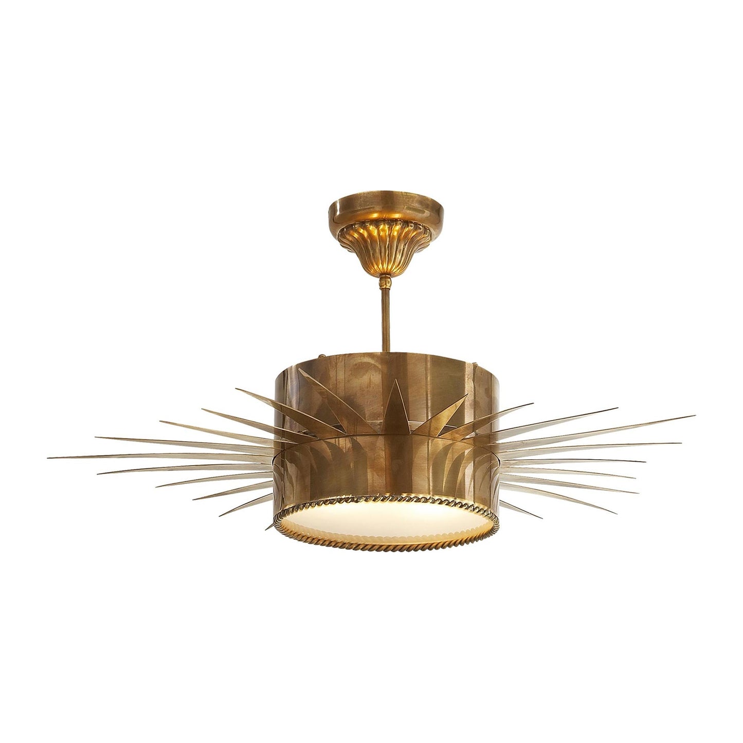 Soleil Semi Flush Ceiling Light in Hand-Rubbed Antique Brass (Large).