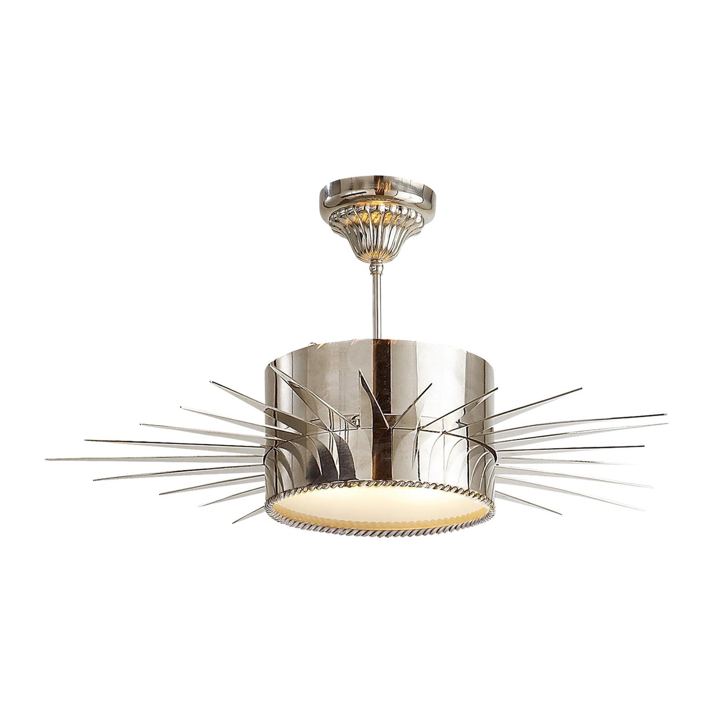 Soleil Semi Flush Ceiling Light in Polished Nickel (Large).