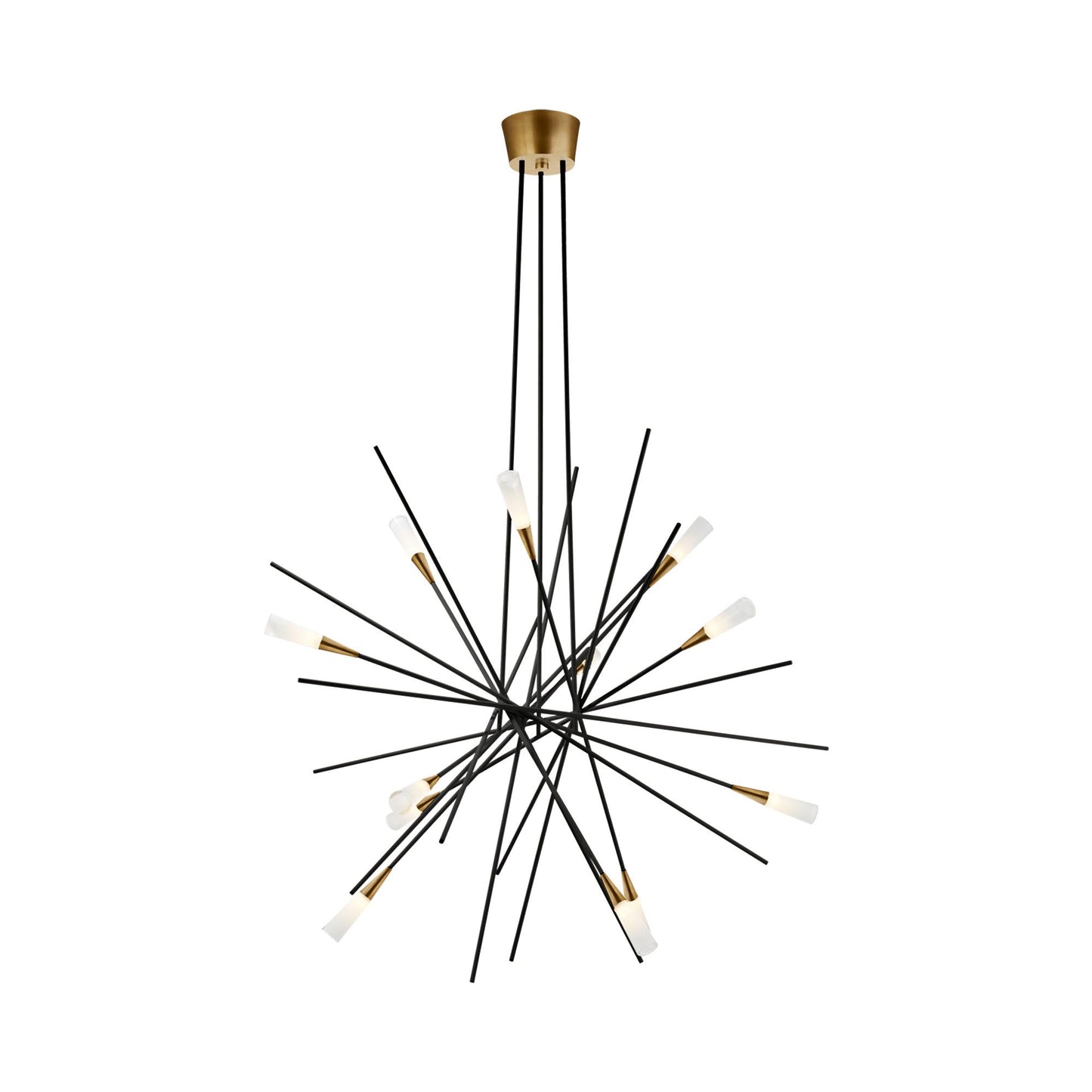 Stellar LED Chandelier in Matte Black/Antique Brass (Large).