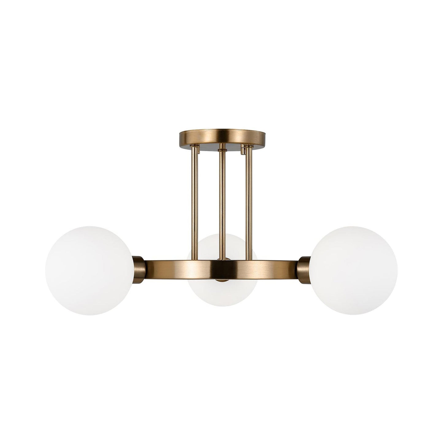 Clybourn Semi Flush Mount Ceiling Light in Satin Brass.