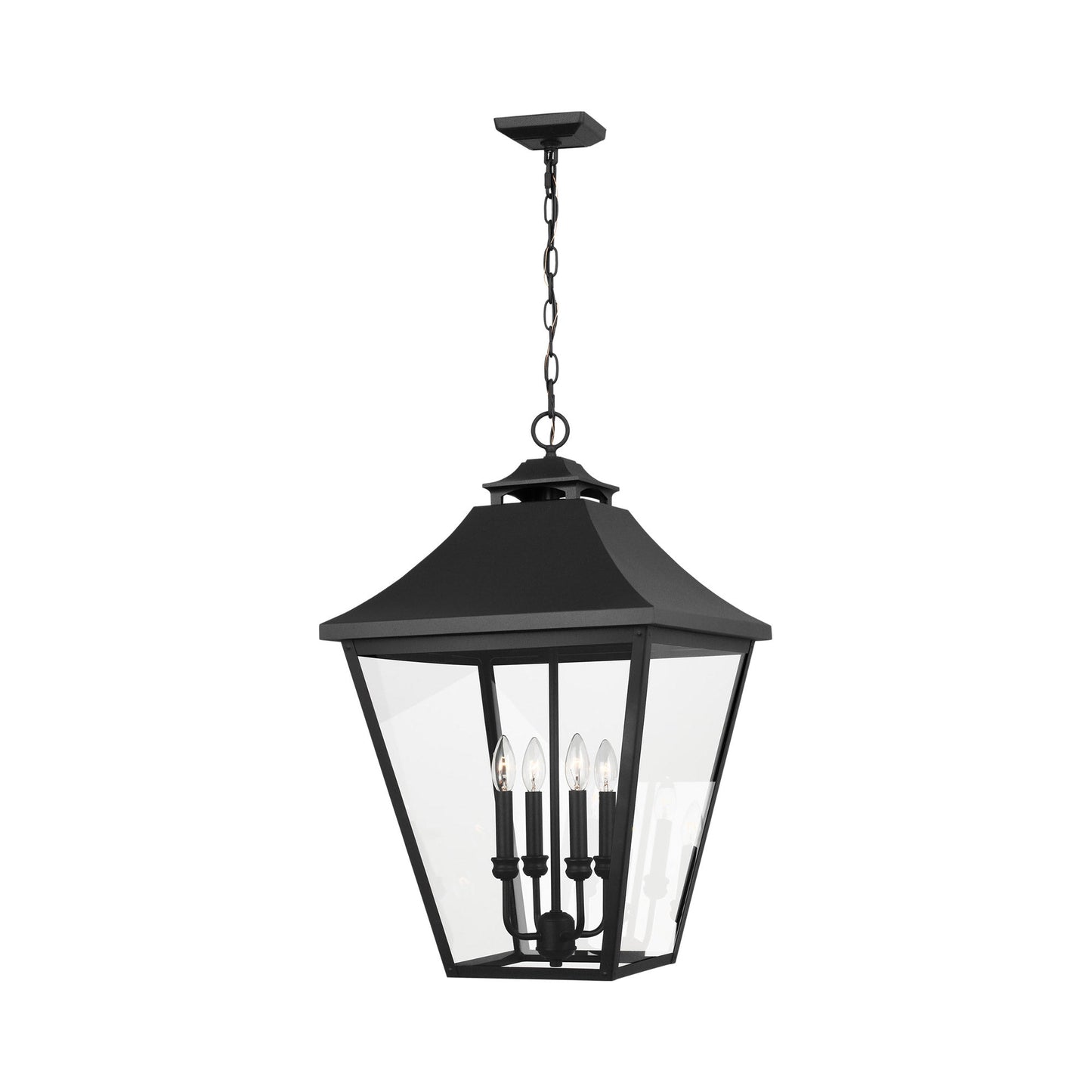 Galena Outdoor Pendant Light in Textured Black (Large).