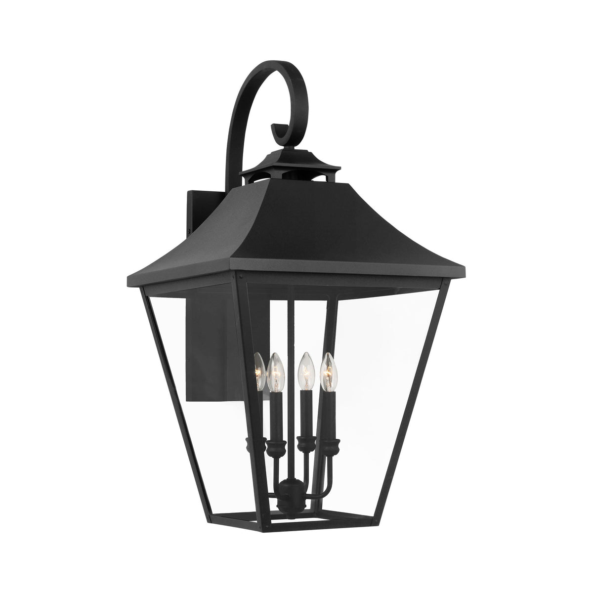 Galena Outdoor Wall Light in Textured Black (33.38-Inch).