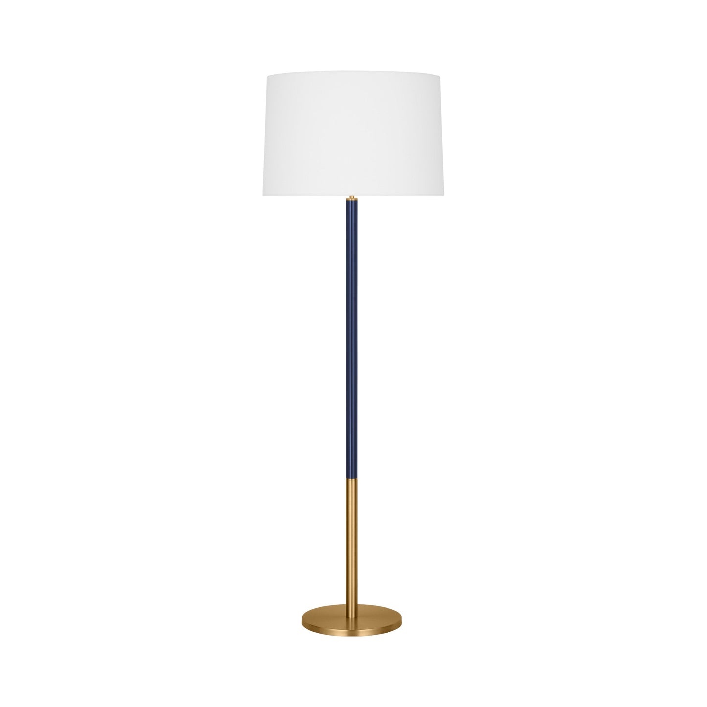 Monroe LED Floor Lamp in Burnished Brass/Navy.