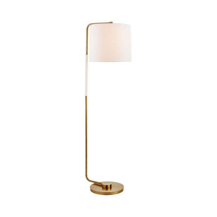 Swing Floor Lamp in Soft Brass.