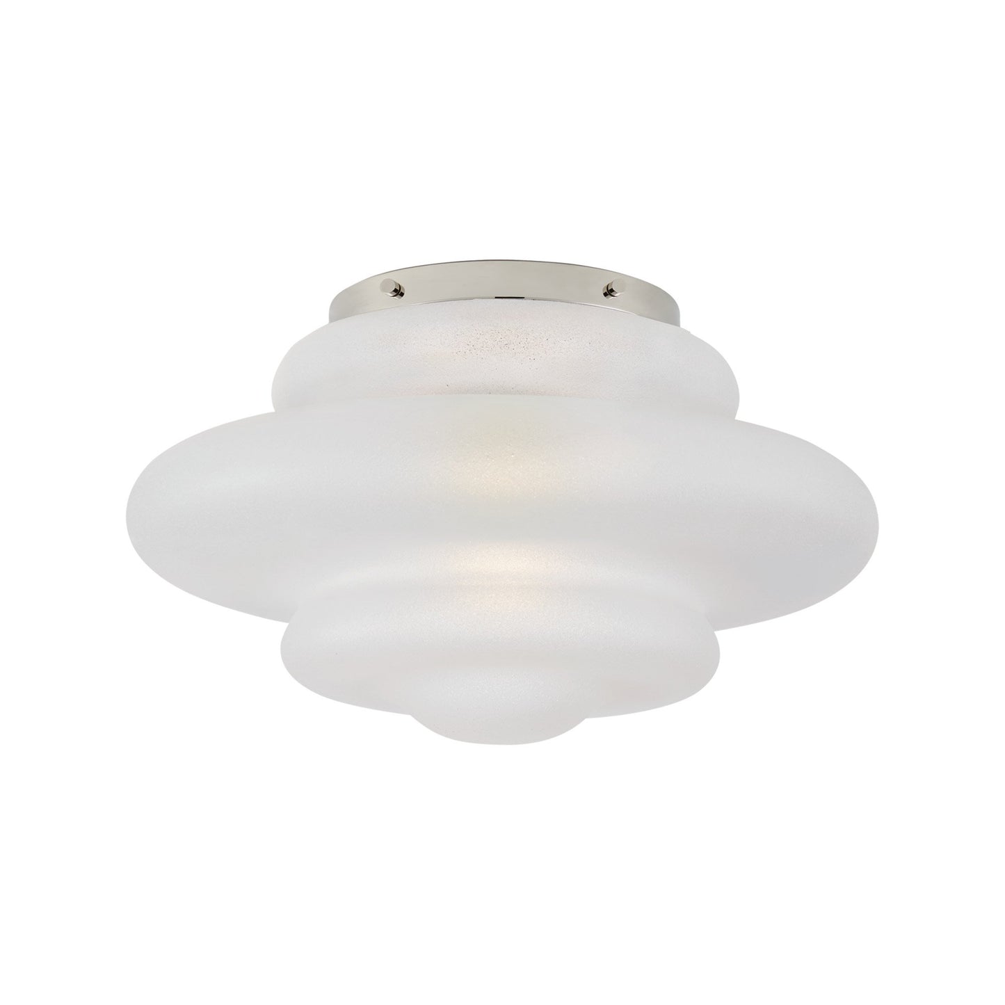 Tableau Flush Mount Ceiling Light in Polished Nickel/Volcanic Glass.