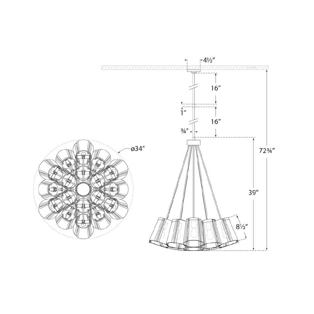Thoreau Chandelier - line drawing.