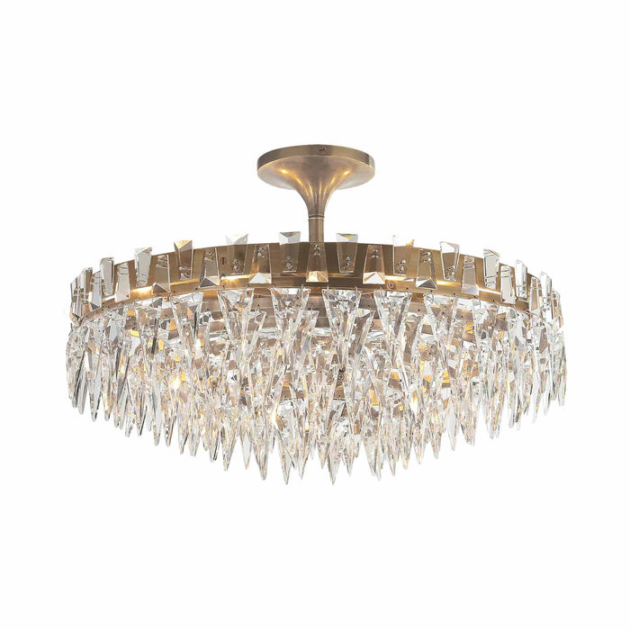 Trillion Flush Mount Ceiling Light in Hand-Rubbed Antique Brass.