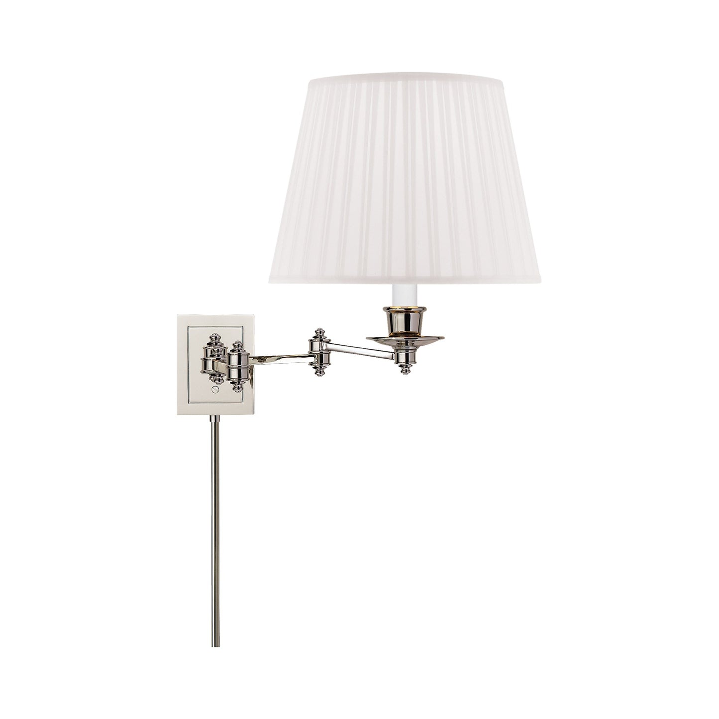 Triple Swing Arm Wall Light in Polished Nickel/Silk.