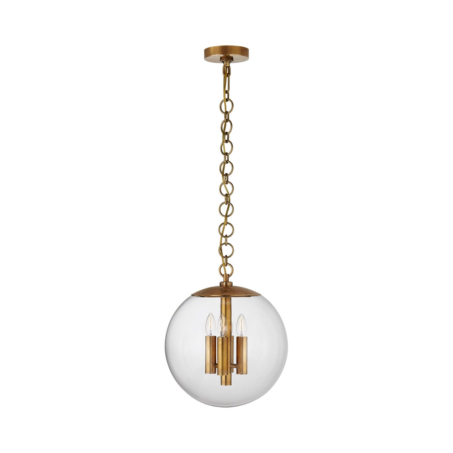 Turenne Pendant Light in Hand-Rubbed Antique Brass.