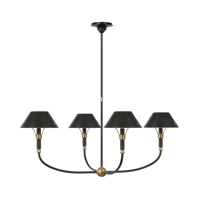 Turlington LED Arched Chandelier in Bronze and Hand-Rubbed Antique Brass.