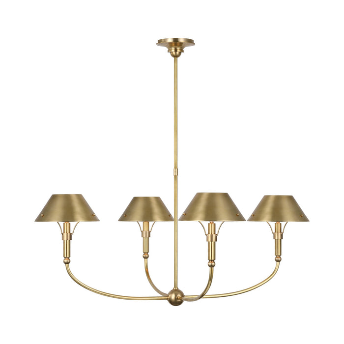 Turlington LED Arched Chandelier in Hand-Rubbed Antique Brass.