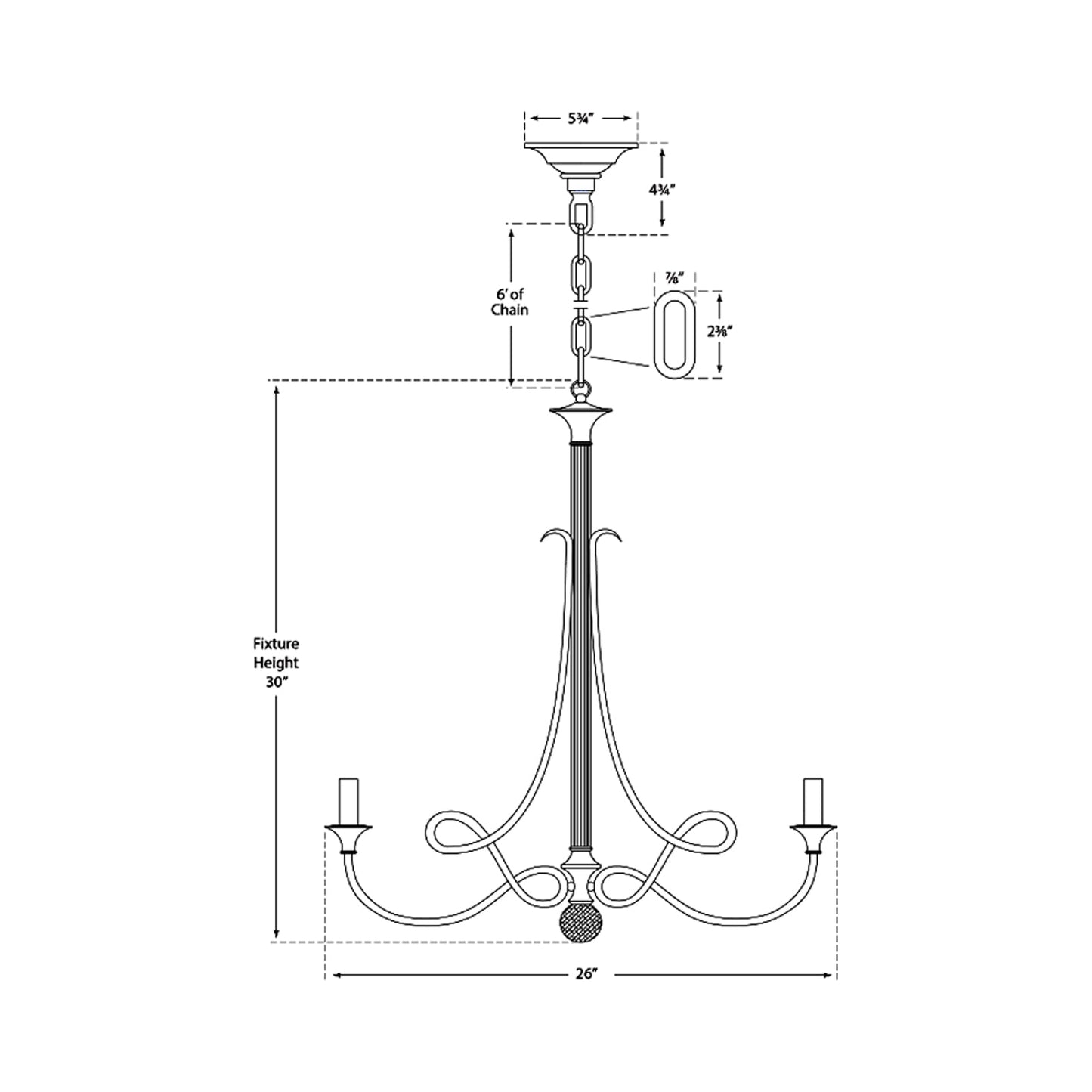 Twist Chandelier - line drawing.