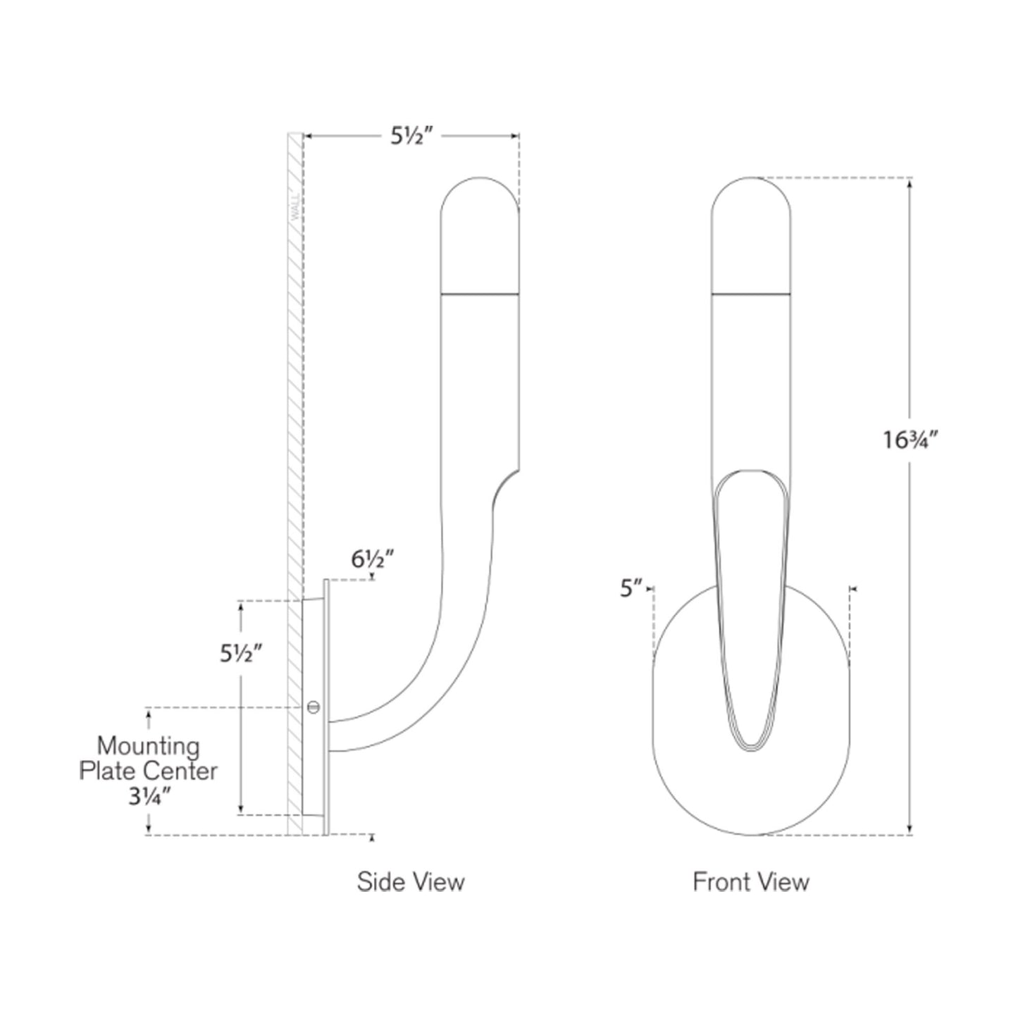 Verso LED Wall Light - line drawing.