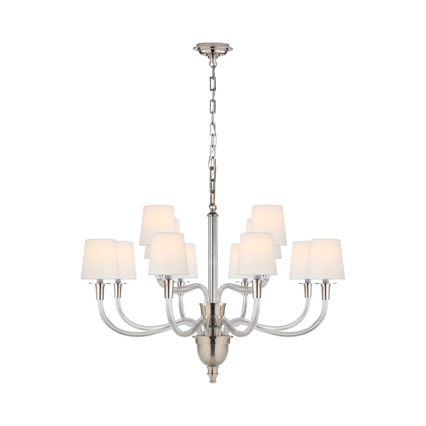 Vivian Chandelier in Two-Tier/Polished Nickel/Linen.