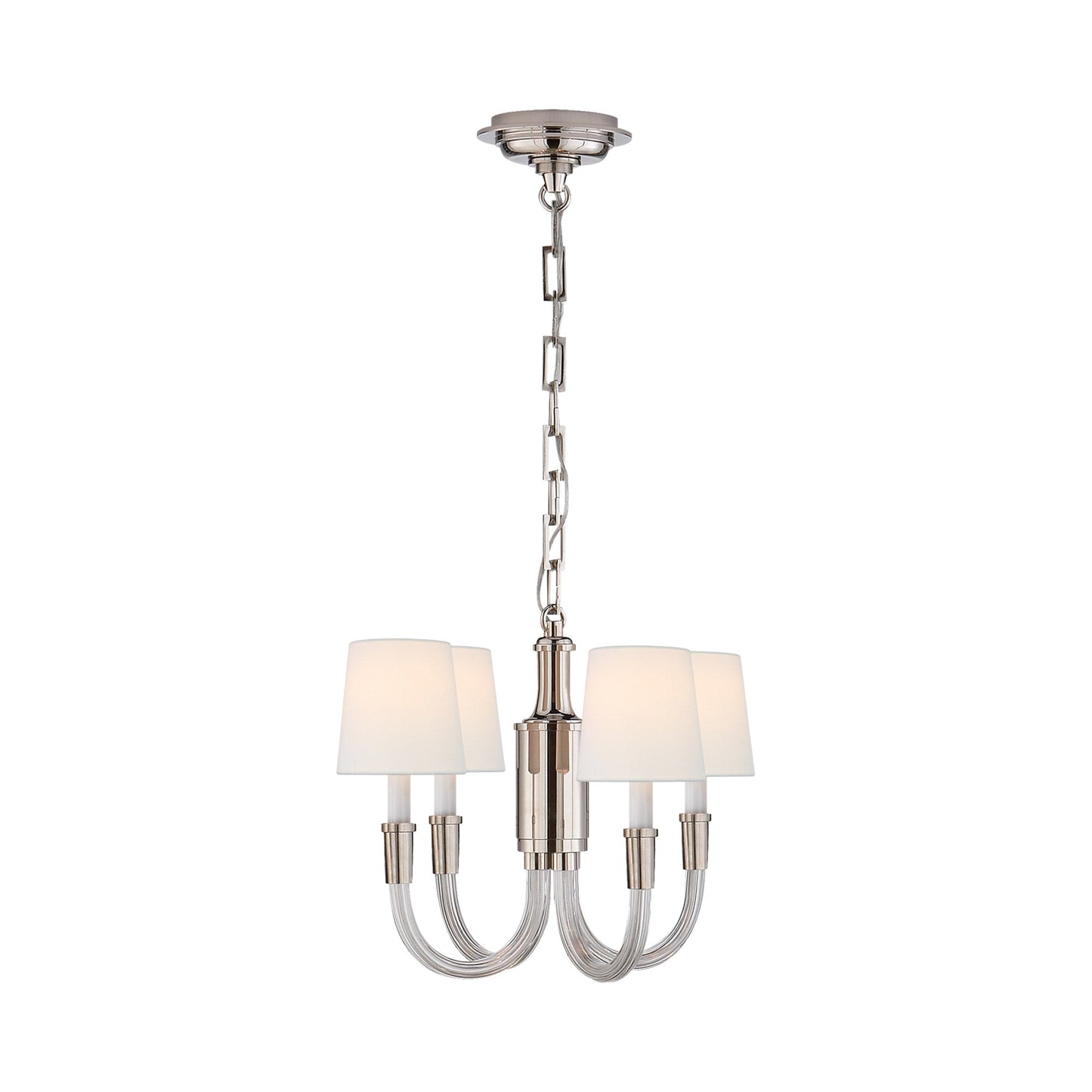 Vivian Mini Chandelier in Crystal/Polished Nickel/Linen.