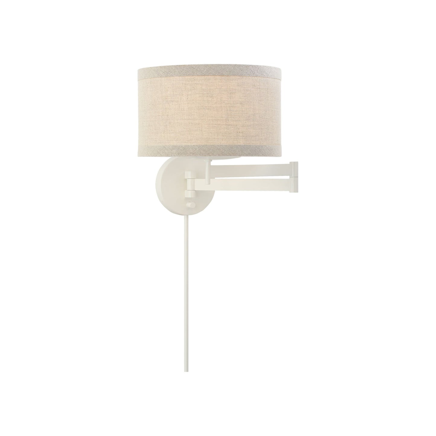 Walker Swing Arm Wall Light in Light Cream/Natural Linen.