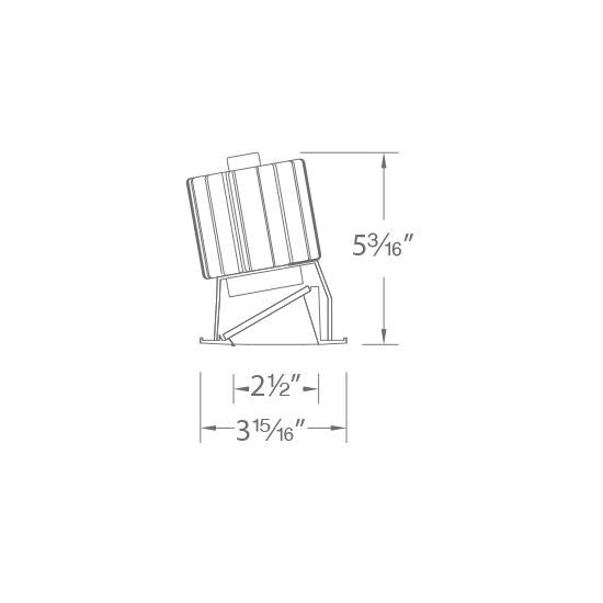 Volta 2 Inch Square Wall Wash LED Recessed Trim - line drawing.