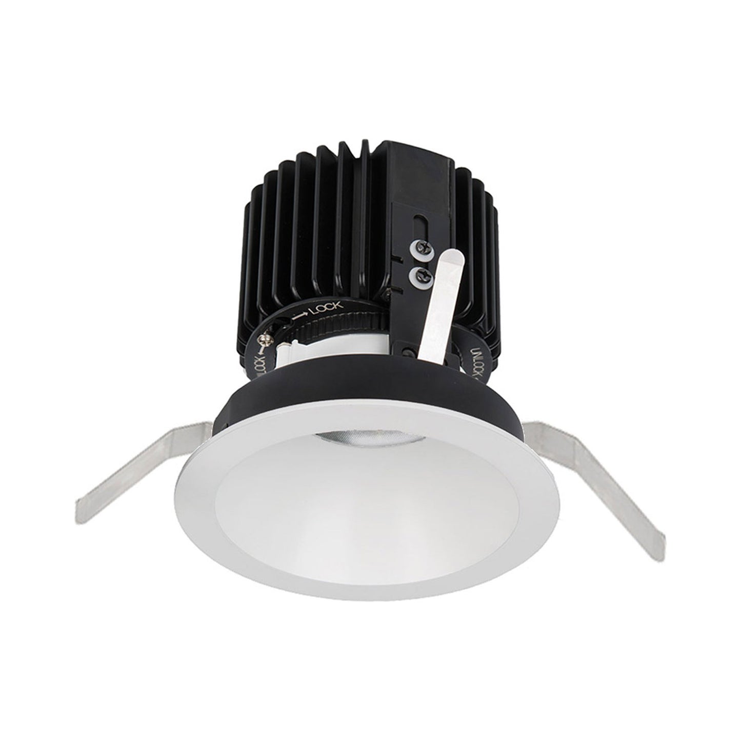 Volta 4.5 Inch Round Downlight LED Recessed Trim in White.