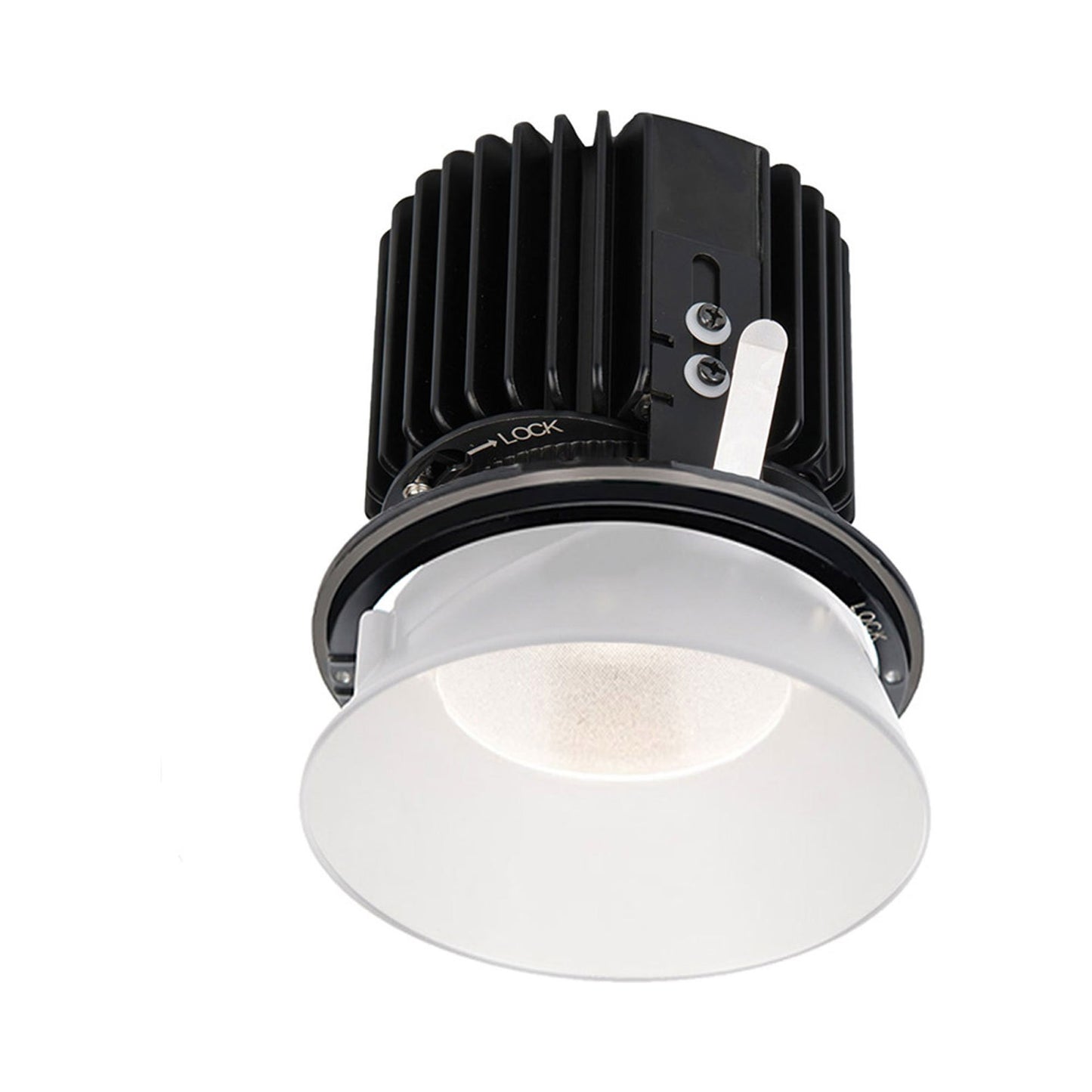 Volta 4.5 Inch Round Trimless Downlight LED Recessed Trim in White.
